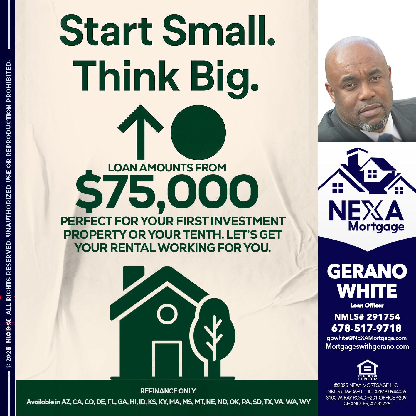 START SMALL - Gerano White -Loan Officer