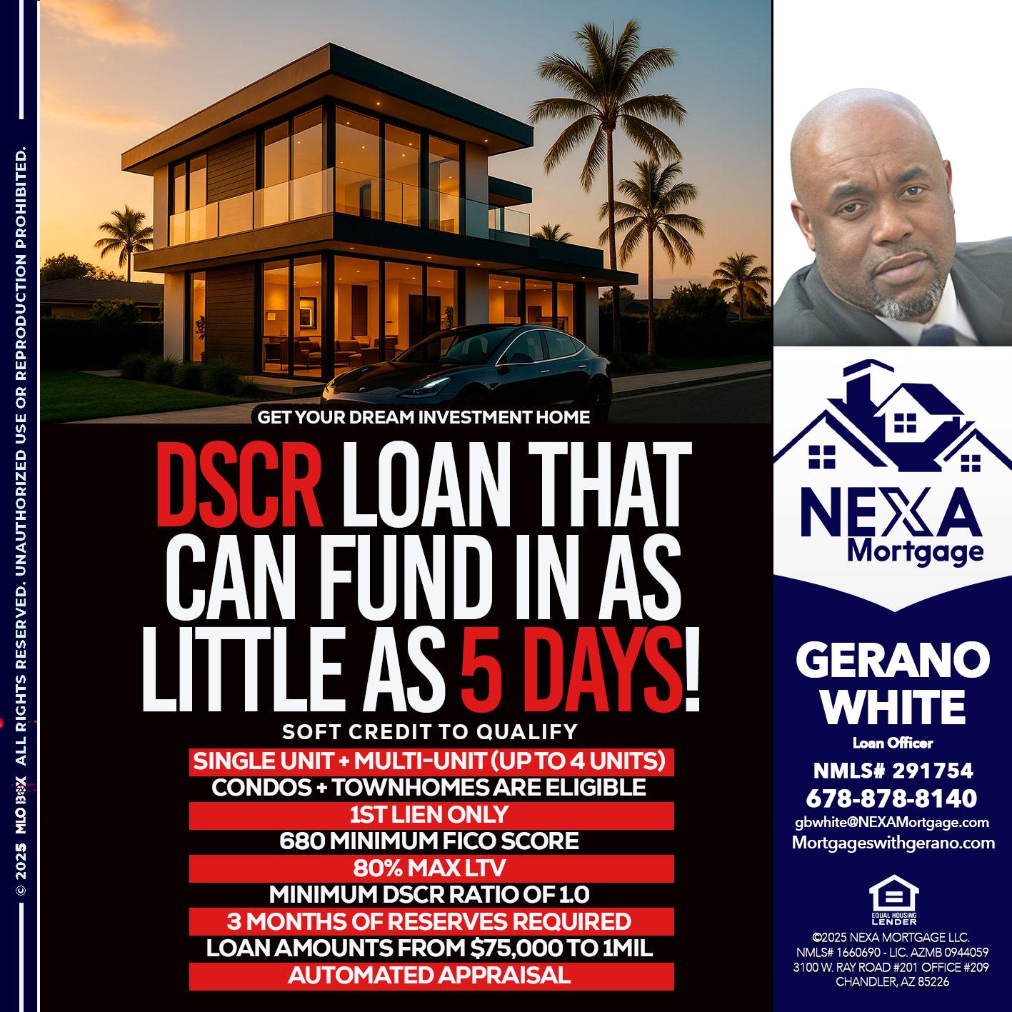 DSCR LOAN - Gerano White -Loan Officer