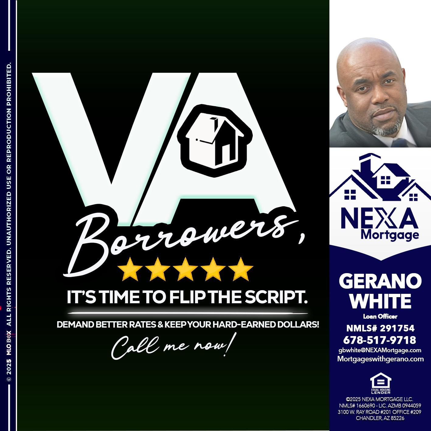 VA BORROWERS - Gerano White -Loan Officer
