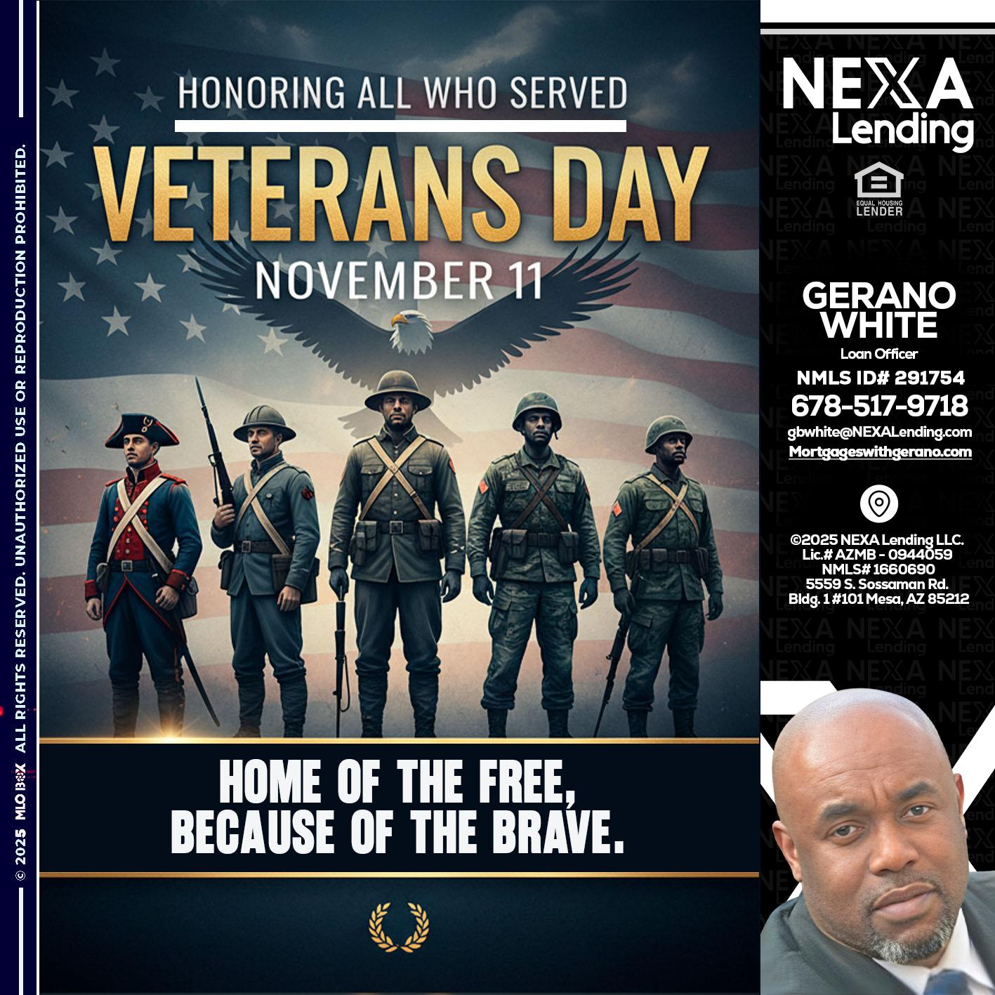 Veterans Day - Gerano White -Loan Officer
