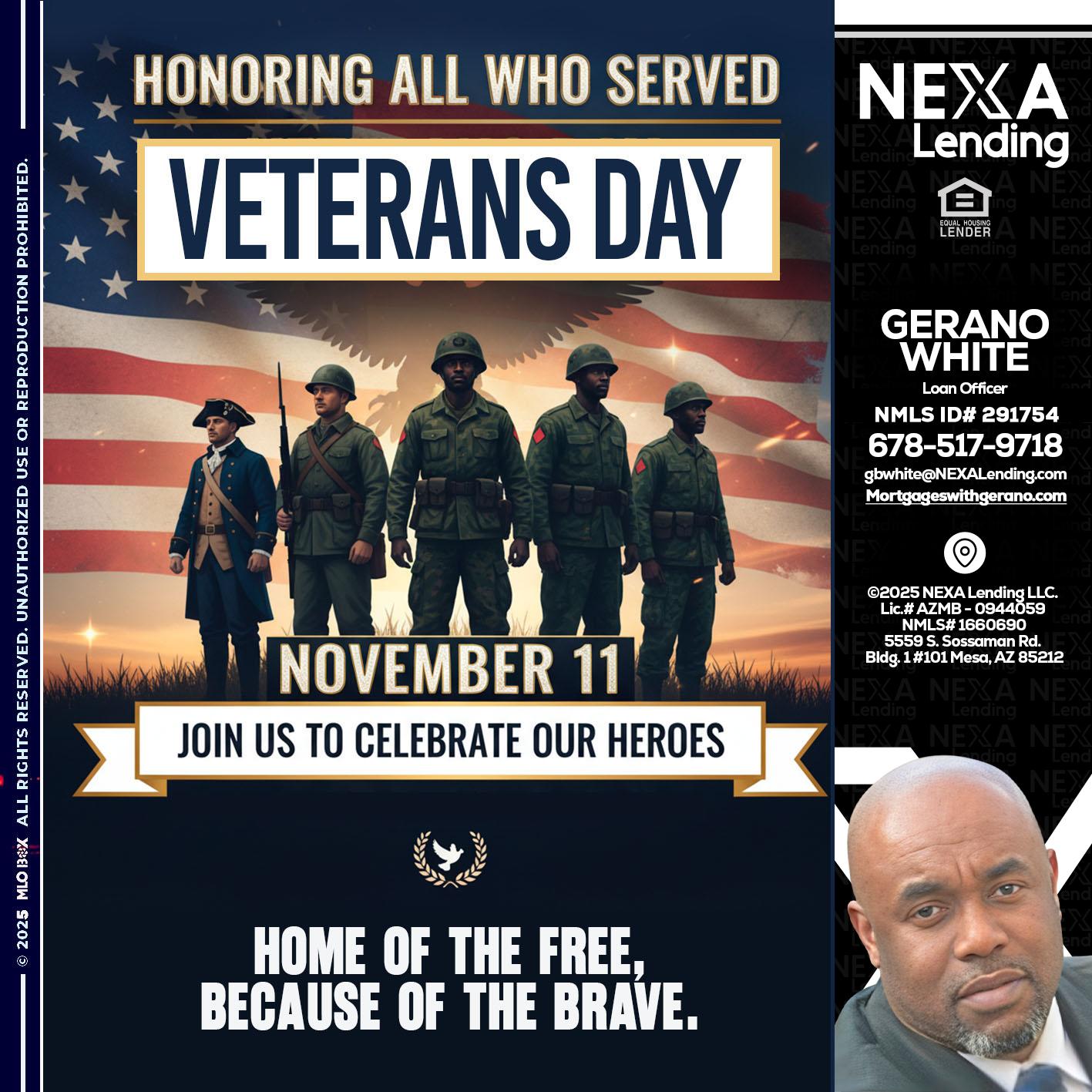 VETERANS DAY - Gerano White -Loan Officer