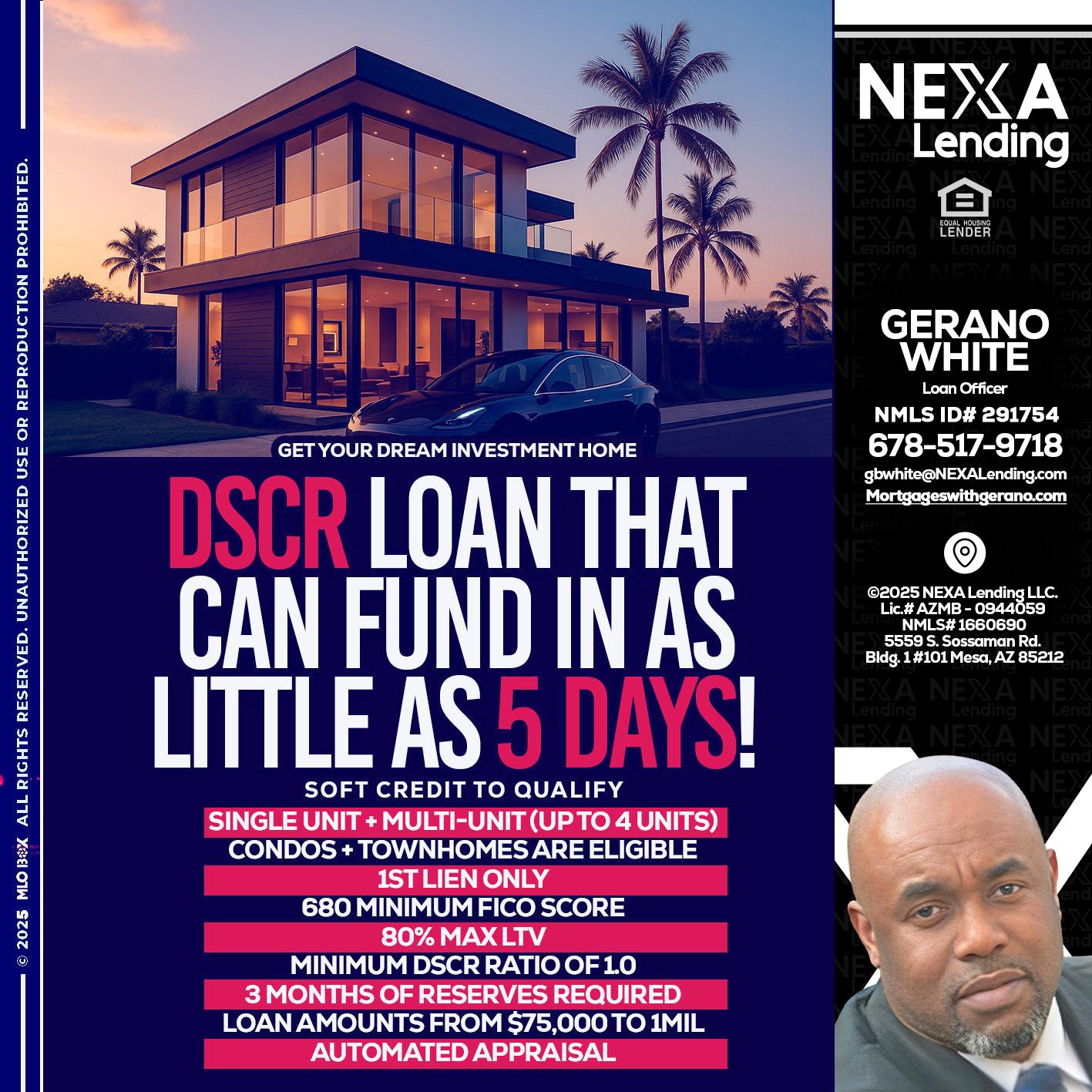 DSCR - Gerano White -Loan Officer
