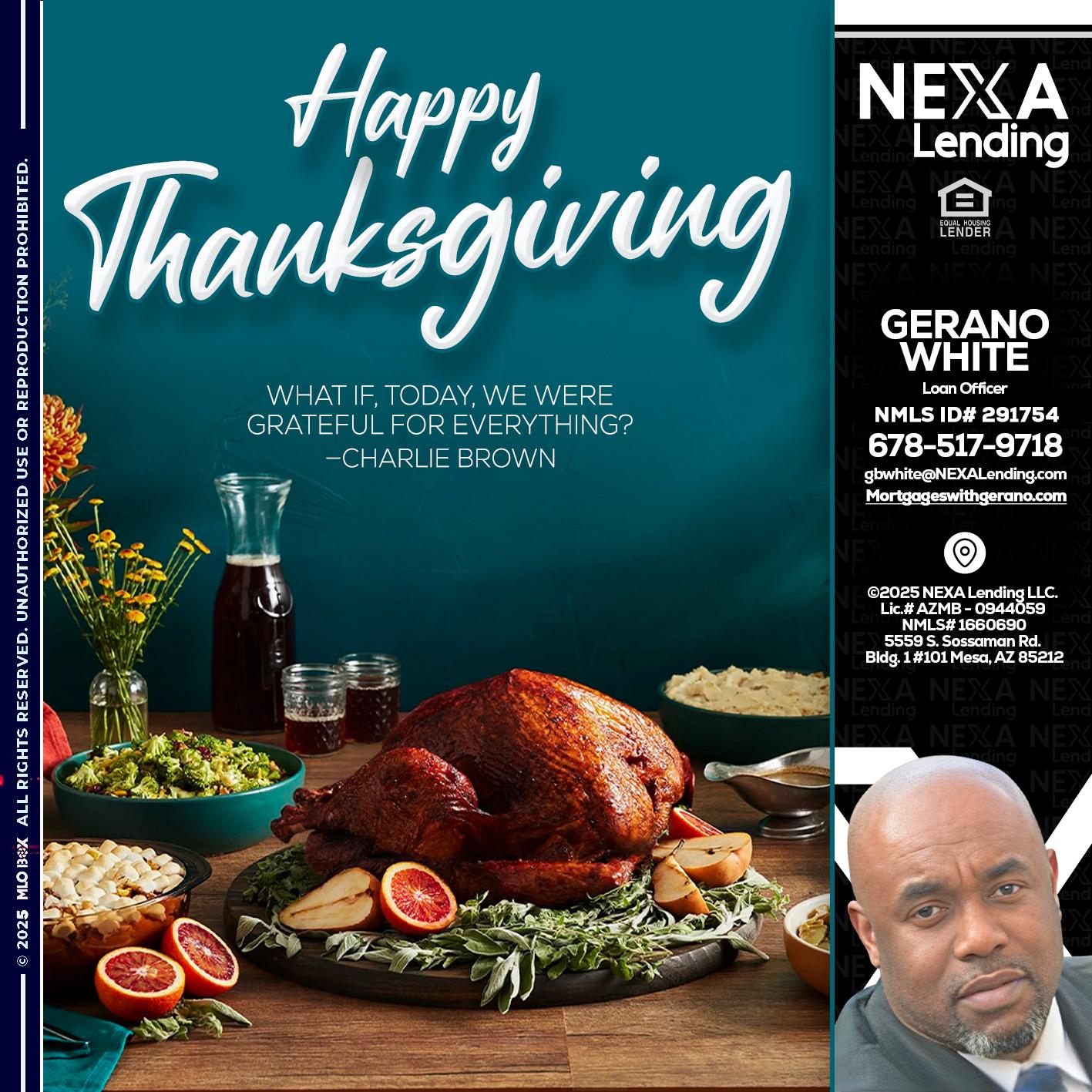 happy Thanksgiving - Gerano White -Loan Officer