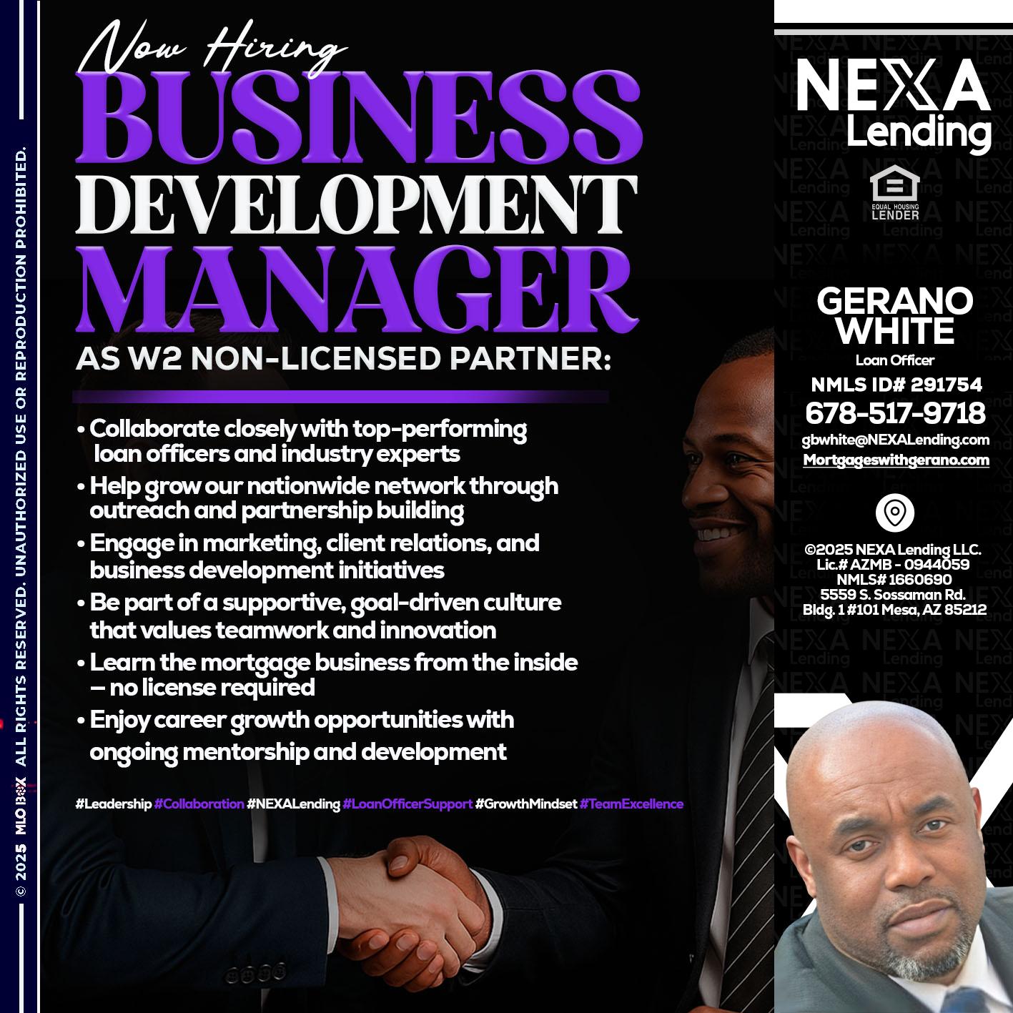 NOW HIRING - Gerano White -Loan Officer