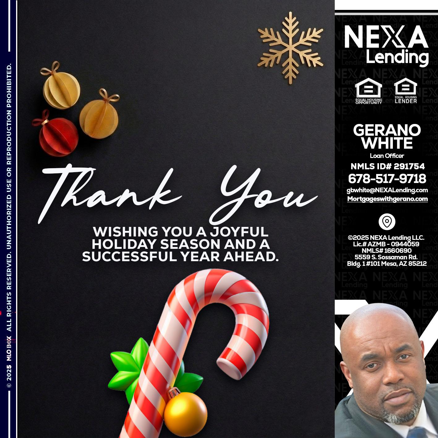 THANK YOU - Gerano White -Loan Officer