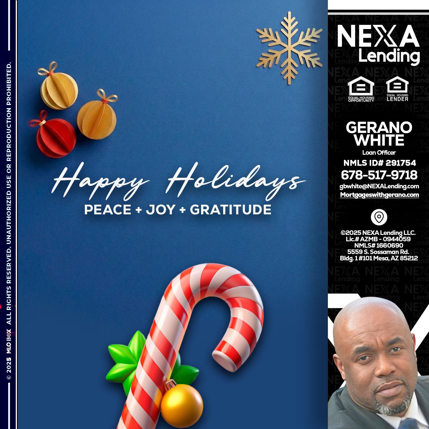 HAPPY HOLIDAYS - Gerano White -Loan Officer