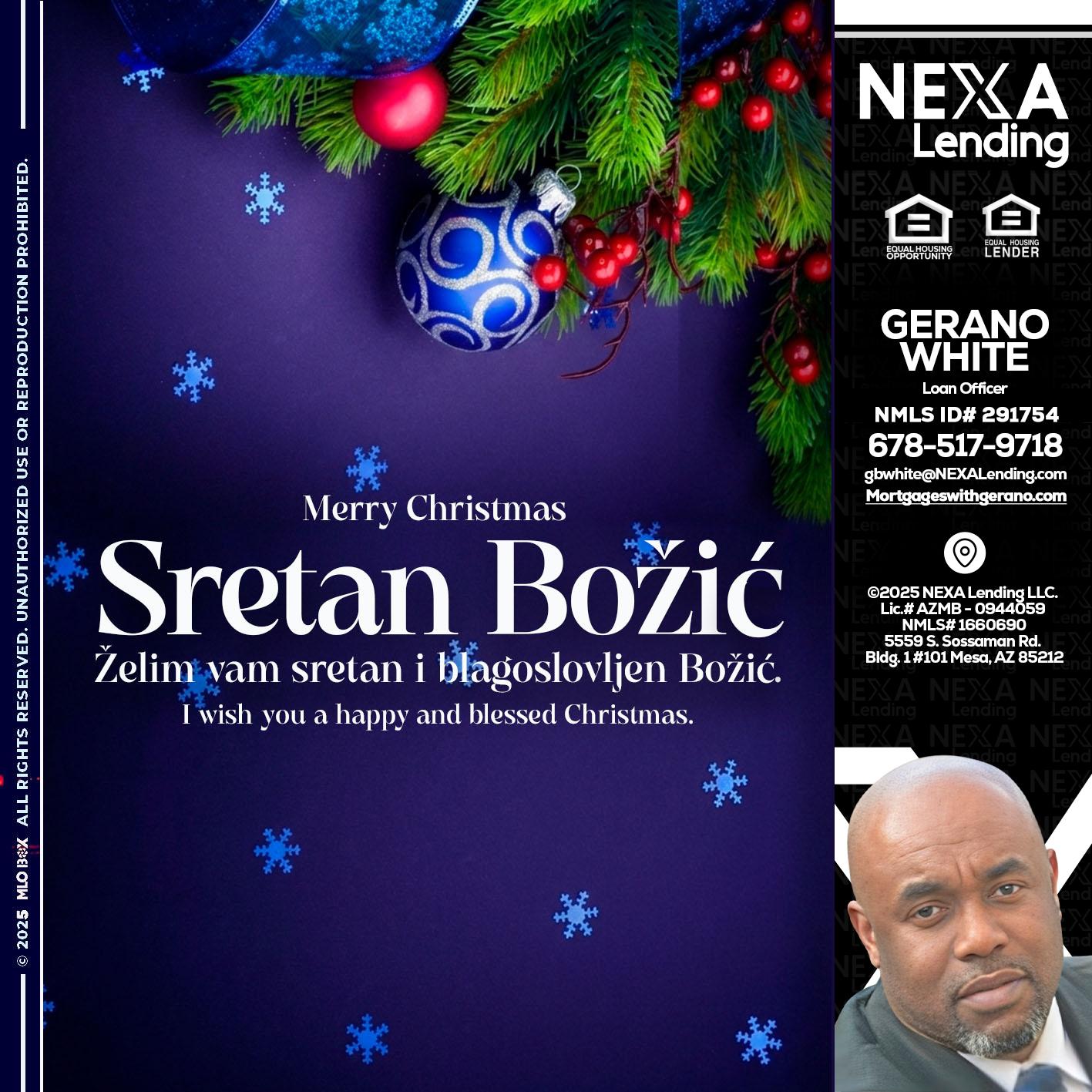 Sretan Božić - Gerano White -Loan Officer
