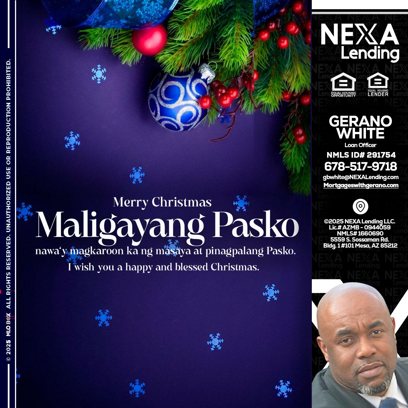 Maligayang Pasko - Gerano White -Loan Officer