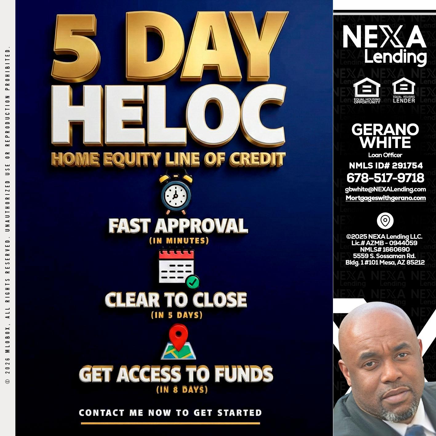 5 day hello - Gerano White -Loan Officer