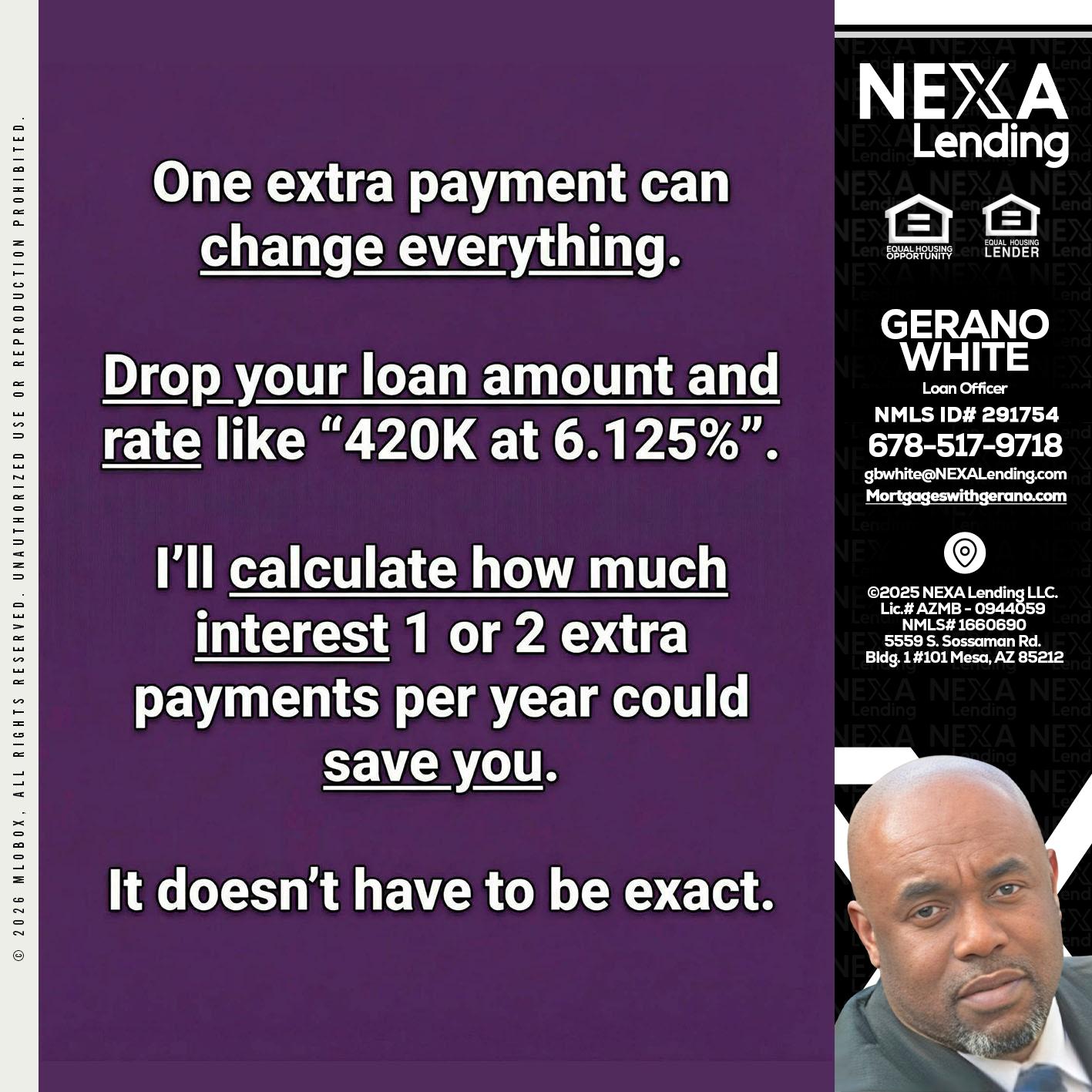 ONE EXTRA - Gerano White -Loan Officer