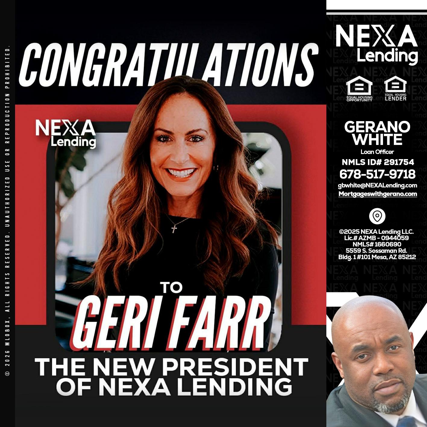 CONGRATULATIONS - Gerano White -Loan Officer