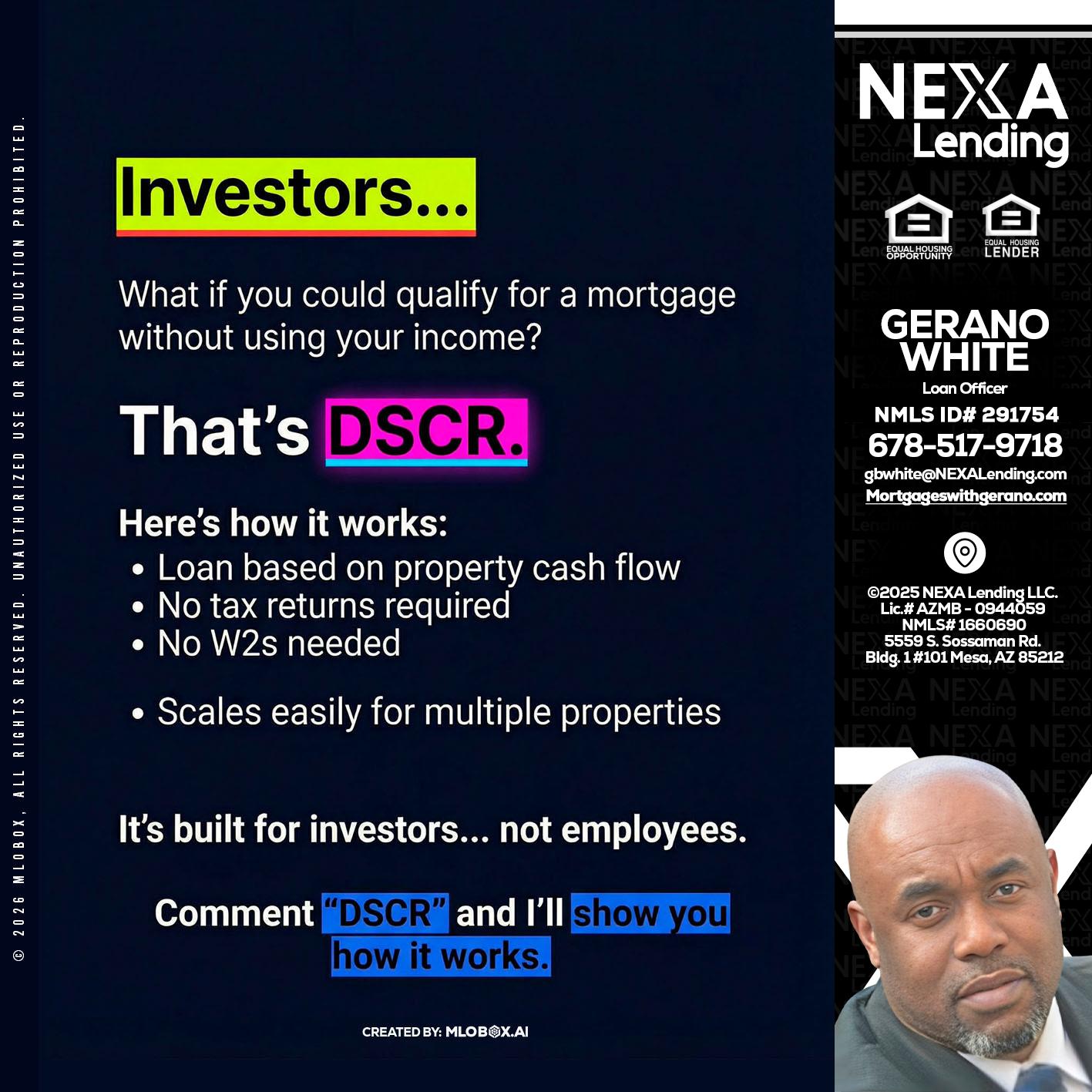 INVESTORS - Gerano White -Loan Officer