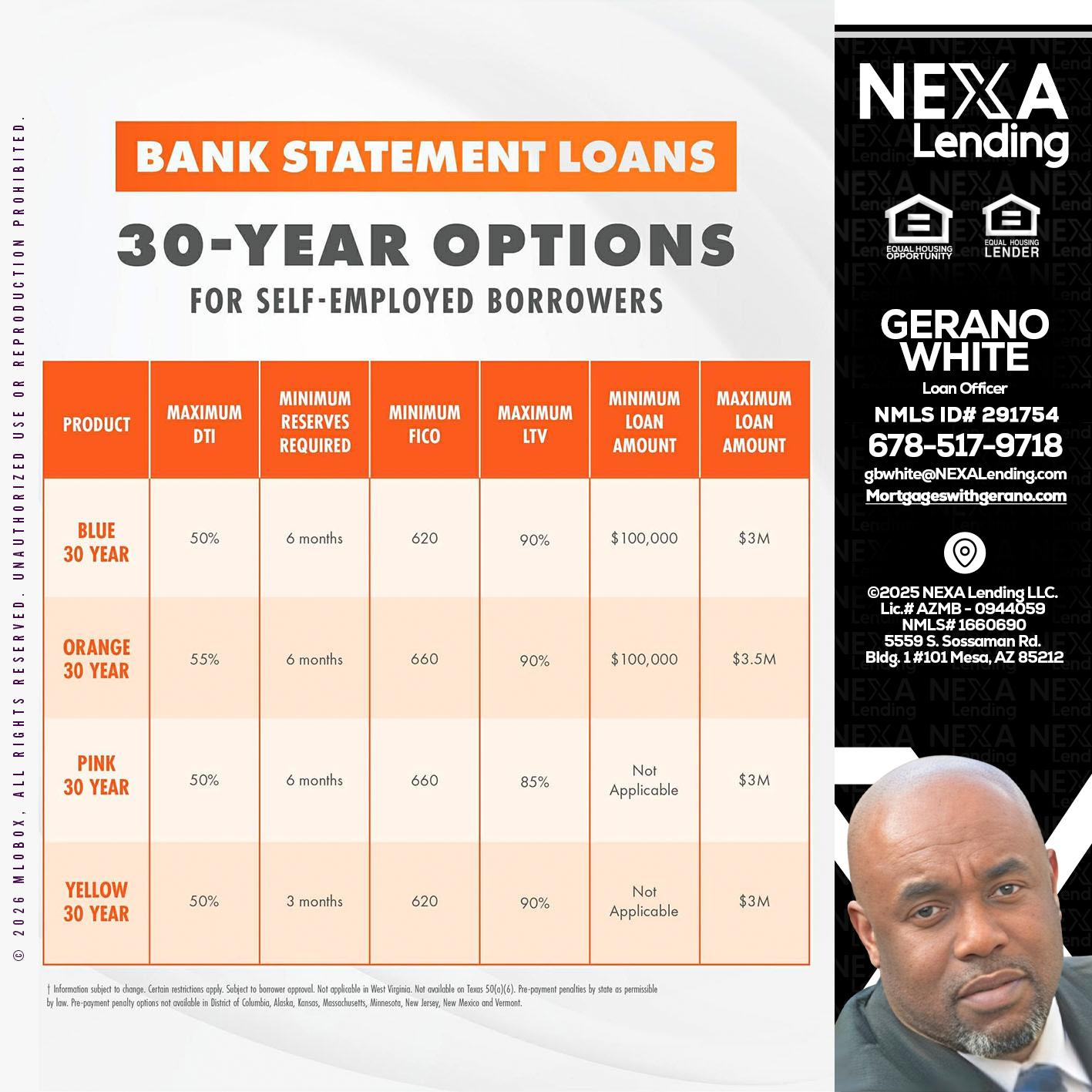 30 YEARS OPTIONS - Gerano White -Loan Officer