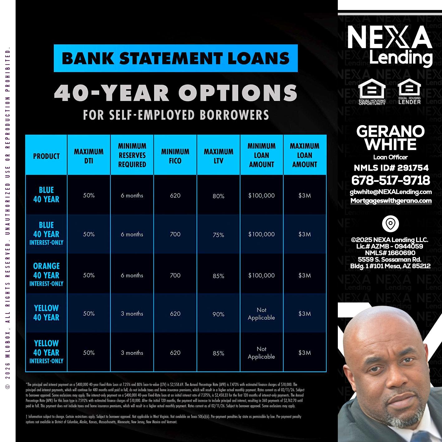 40 YR. OPTIONS - Gerano White -Loan Officer