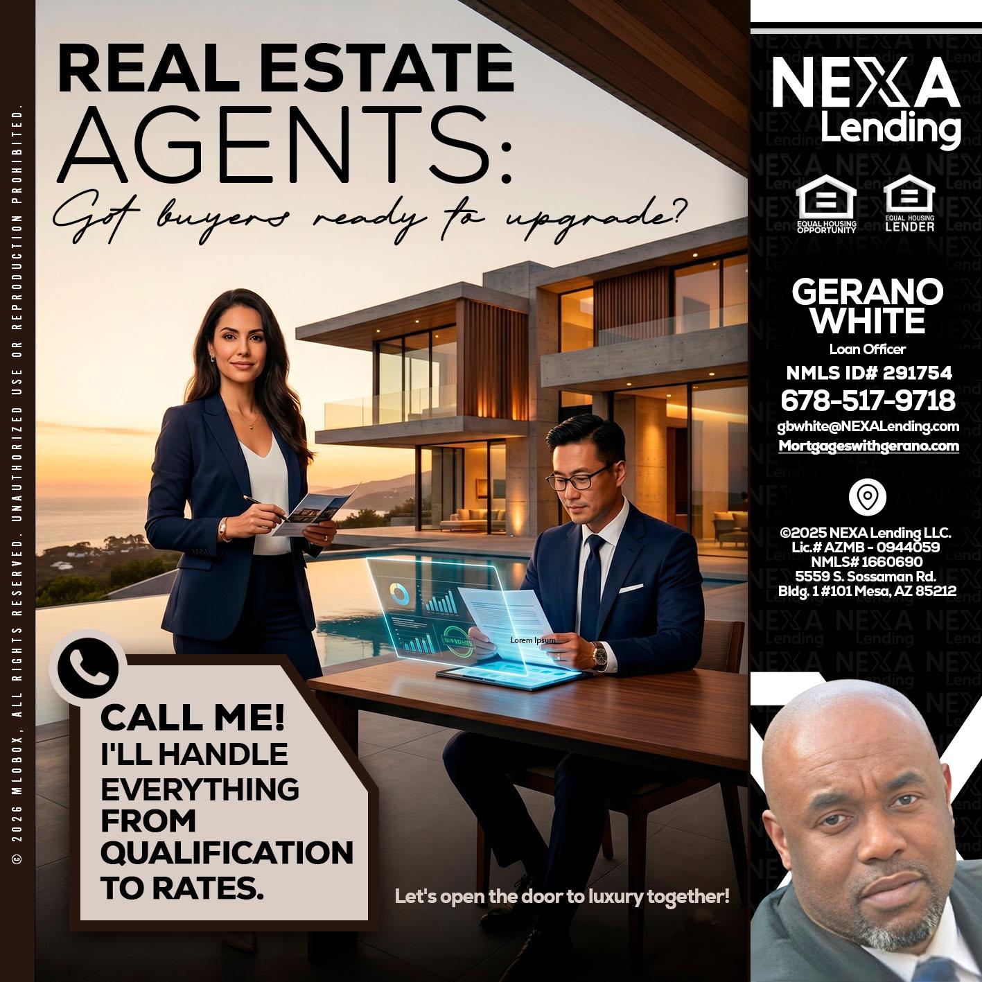 REAL ESTATE AGENTS - Gerano White -Loan Officer