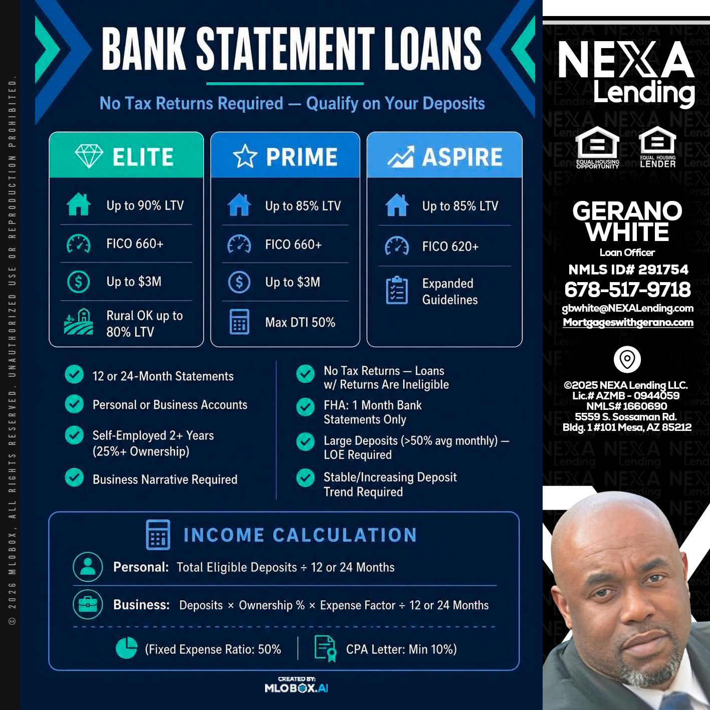 BANK STATEMENT - Gerano White -Loan Officer